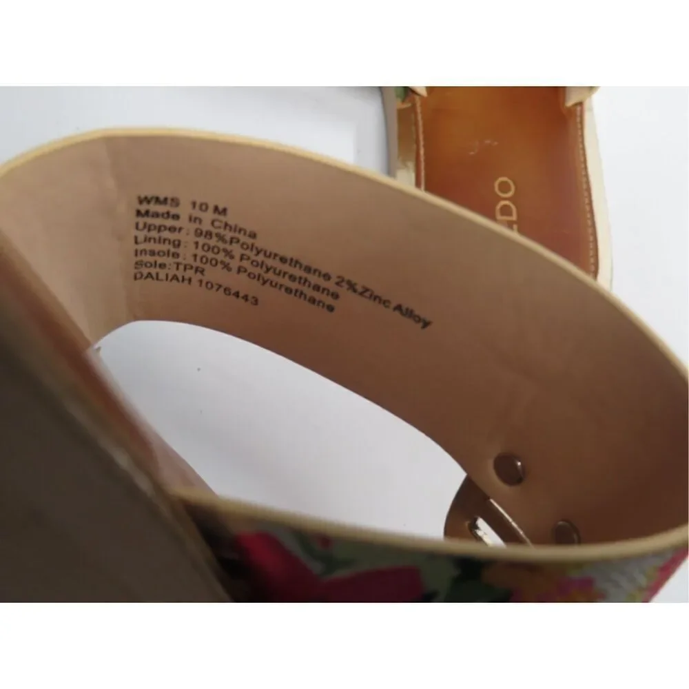 Aldo Daliah Floral Sandal Flip Flop Blush Brown Gold Size Women 10 Rare